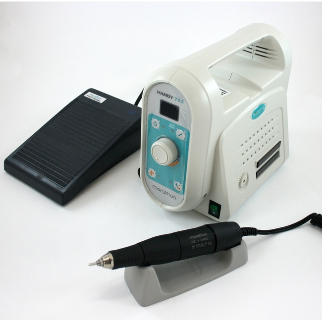 Marathon HANDY 702 Lite - щеточный зуботехнический микромотор, с наконечником SDE-SH400, 40000 об/мин, педаль FS60N | Saeyang Microtech (Ю. Корея)