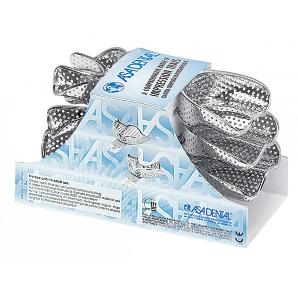 Ложка слепочная, набор 6 ложек с перфорацией с бортиками, Asa Dental (Италия)