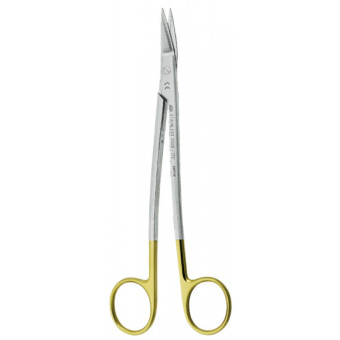 Ножницы для десны N1 изогнутые с твердосплавными вставками и золотистыми ручками, 17 см
