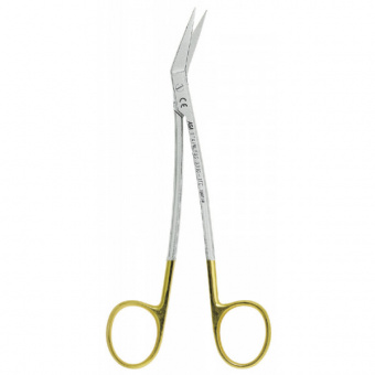 Ножницы для десны N2 изогнутые в области лезвия и в области ручки с твердосплавными вставкам, 16,5см