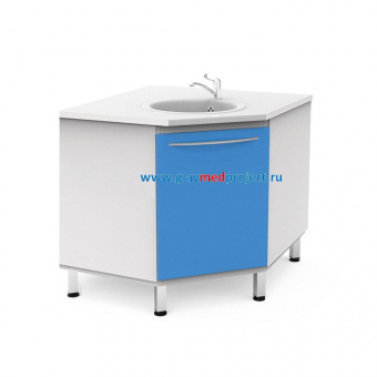 П-10М Угловой модуль с мойкой из акрила, смесителем и корзиной для мусора.,АБ Мед (Россия)